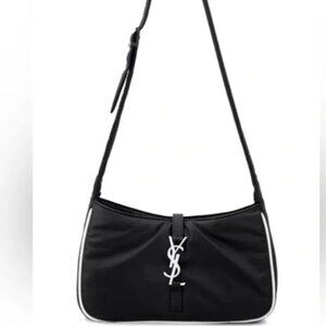 NWT YSL Saint Laurent Black Nylon Le 5 à 7 Shoulder Bag